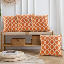 Luxury Living Luxury Chenille Cushion set of 4 in Orange - Size: 45 cm x 45 cm - thumbnail 4
