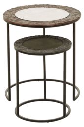 Orsina Set Of 2 Round Nesting Tables, Handcrafted Circular Tables, Functional Glass Top End Tables, Decorative Tables in Black - thumbnail 3
