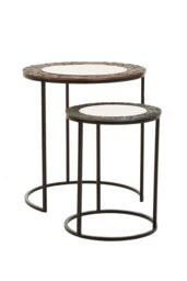 Orsina Set Of 2 Round Nesting Tables, Handcrafted Circular Tables, Functional Glass Top End Tables, Decorative Tables in Black - thumbnail 2