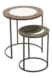 Orsina Set Of 2 Round Nesting Tables, Handcrafted Circular Tables, Functional Glass Top End Tables, Decorative Tables in Black - thumbnail 5