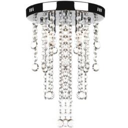 Berkfield Home White Metal Ceiling Lamp with Crystal Beads in Silver - thumbnail 2
