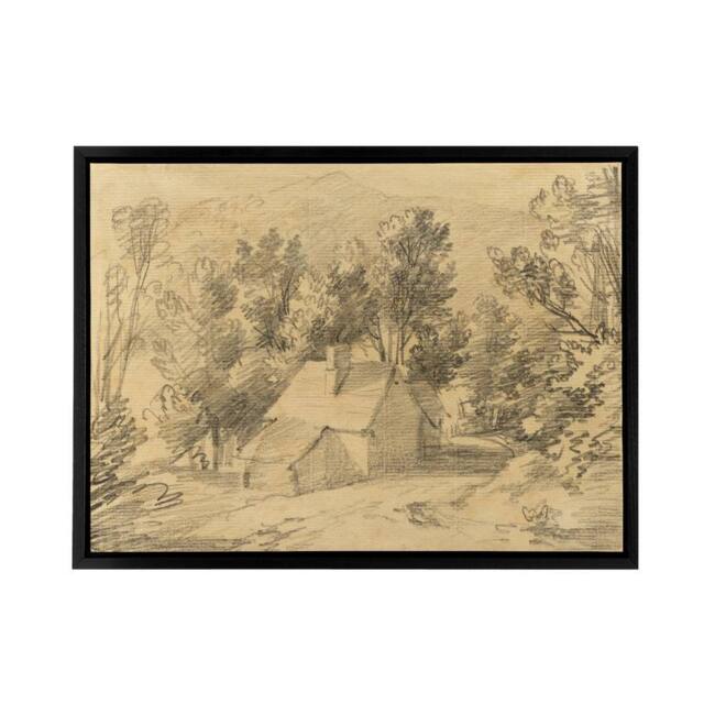 "Artery8 Study House Shed Wooded Valley Framed Canvas Wall Art Print in Beige - Size: W12"" x H16""" - image 1