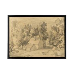 "Artery8 Study House Shed Wooded Valley Framed Canvas Wall Art Print in Beige - Size: W12"" x H16""" - thumbnail 1