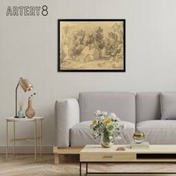 "Artery8 Study House Shed Wooded Valley Framed Canvas Wall Art Print in Beige - Size: W12"" x H16""" - thumbnail 3