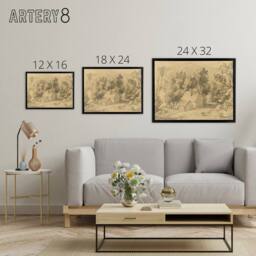 "Artery8 Study House Shed Wooded Valley Framed Canvas Wall Art Print in Beige - Size: W12"" x H16""" - thumbnail 4