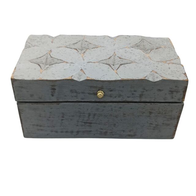 KDMD Vintage Deco - Multi Purpose Box - 22x12x10cm - Grey Star - Size: 22 x 12 x 10 cm - image 1
