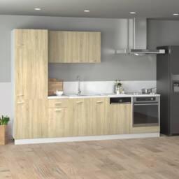 Berkfield Home 7 Piece Kitchen Cabinet Set Lyon Sonoma Oak Engineered Wood in Light Tan - thumbnail 2