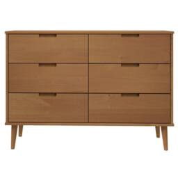 Berkfield Home Drawer Cabinet MOLDE Brown 113x40x80 cm Solid Wood Pine - Size: 113 x 40 x 80 cm - thumbnail 4