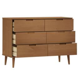 Berkfield Home Drawer Cabinet MOLDE Brown 113x40x80 cm Solid Wood Pine - Size: 113 x 40 x 80 cm - thumbnail 5