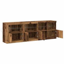 Berkfield Home Sideboard with LED Lights Old Wood 202x37x67 cm Engineered Wood in Brown - Size: 202 x 37 x 67 cm - thumbnail 7