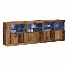 Berkfield Home Sideboard with LED Lights Old Wood 202x37x67 cm Engineered Wood in Brown - Size: 202 x 37 x 67 cm - thumbnail 3