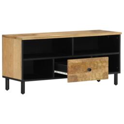 Berkfield Home TV Cabinet 100x33x46 cm Solid Wood Mango in Brown - Size: 100 x 33 x 46 cm - thumbnail 2
