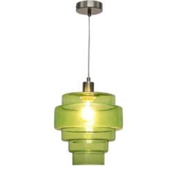 First Choice Lighting Benson - 5 Tier Green Glass & Satin Nickel Ceiling Pendant Light - thumbnail 2