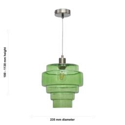 First Choice Lighting Benson - 5 Tier Green Glass & Satin Nickel Ceiling Pendant Light - thumbnail 5