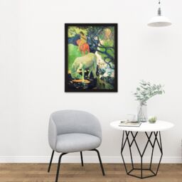 "Artery8 Wall Art Print Paul Gauguin The White Horse Large Framed Wall Décor Art in Brown - Size: W18"" x H24""" - thumbnail 2