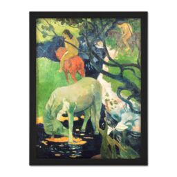 "Artery8 Wall Art Print Paul Gauguin The White Horse Large Framed Wall Décor Art in Brown - Size: W18"" x H24""" - thumbnail 1