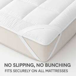 PAWNORA Super King Size 10cm Mattress Topper Luxury Soft Microfiber Hotel in White - thumbnail 2