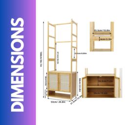 FURNOS Bamboo Hall Tree Coat Stand With Shoe Rack & Storage Cabinet in Natural - thumbnail 6