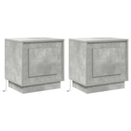 Berkfield Home Bedside Cabinets with LED Lights 2 pcs Concrete Grey 44x34, 5x45 cm - thumbnail 2