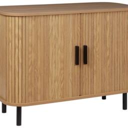 Wyld and Coco Retro Sideboard With Sliding Doors Light Brown Finish Black Legs - thumbnail 2