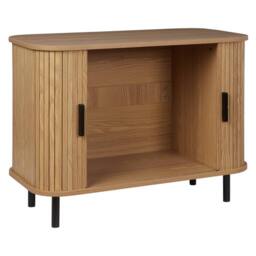 Wyld and Coco Retro Sideboard With Sliding Doors Light Brown Finish Black Legs - thumbnail 4