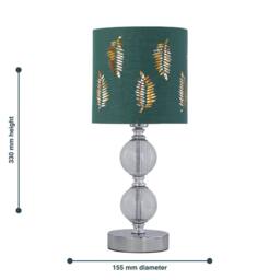 First Choice Lighting Chrome Two Ball Table Lamp with Dark Green Fern Shade in Silver - thumbnail 6