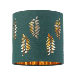 First Choice Lighting Chrome Two Ball Table Lamp with Dark Green Fern Shade in Silver - thumbnail 2