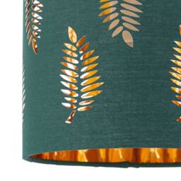 First Choice Lighting Chrome Two Ball Table Lamp with Dark Green Fern Shade in Silver - thumbnail 3