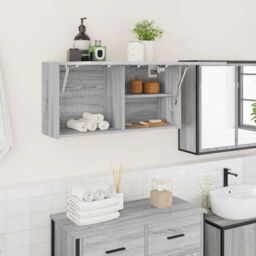 Berkfield Home Bathroom Wall Cabinet Grey Sonoma 80x25x40 cm Engineered Wood - Size: 80 x 25 x 40 cm