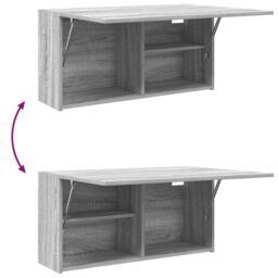 Berkfield Home Bathroom Wall Cabinet Grey Sonoma 80x25x40 cm Engineered Wood - Size: 80 x 25 x 40 cm - thumbnail 9