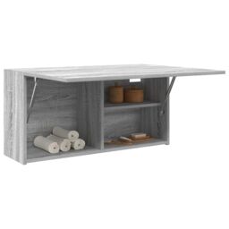 Berkfield Home Bathroom Wall Cabinet Grey Sonoma 80x25x40 cm Engineered Wood - Size: 80 x 25 x 40 cm - thumbnail 4