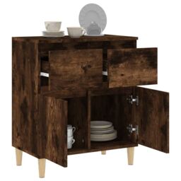 Berkfield Home Sideboard Smoked Oak 60x35x70 cm Engineered Wood in Brown - Size: 60 x 35 x 70 cm - thumbnail 5