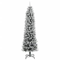 Berkfield Home Artificial Christmas Tree 150 LEDs & Flocked Snow 150 cm in Green - thumbnail 3