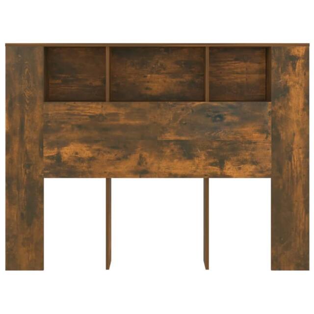 Berkfield Home Headboard Cabinet Smoked Oak 140x18.5x104.5 cm in Brown - image 1