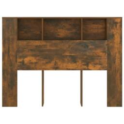 Berkfield Home Headboard Cabinet Smoked Oak 140x18.5x104.5 cm in Brown - thumbnail 1