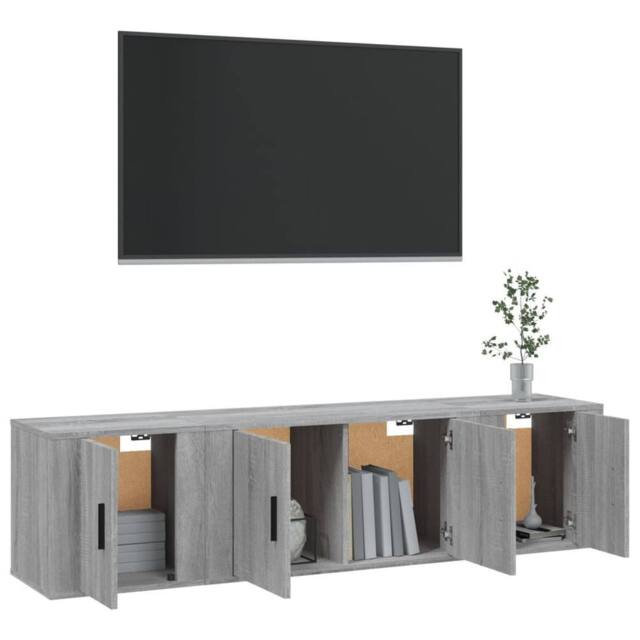 Berkfield Home Classic 3 Piece TV Cabinet Set Grey Sonoma Engineered Wood - image 1