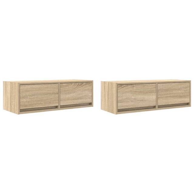 Berkfield Home TV Cabinets 2 pcs Sonoma Oak 80x31x25.5 cm Engineered Wood in Light Tan - image 1