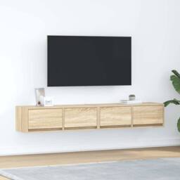 Berkfield Home TV Cabinets 2 pcs Sonoma Oak 80x31x25.5 cm Engineered Wood in Light Tan - thumbnail 2