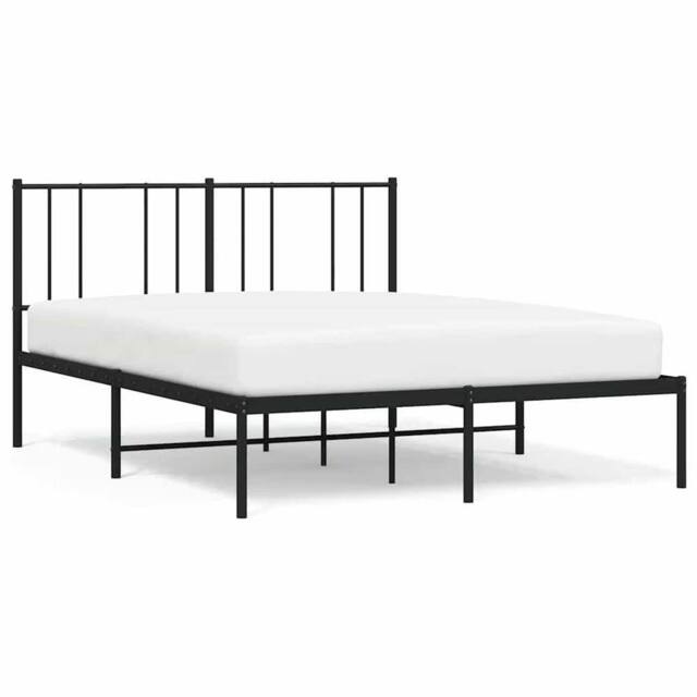 Berkfield Home Metal Bed Frame with Headboard Black 160x200 cm - image 1