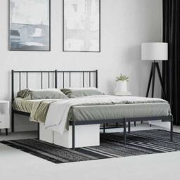 Berkfield Home Metal Bed Frame with Headboard Black 160x200 cm - thumbnail 4