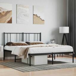 Berkfield Home Metal Bed Frame with Headboard Black 160x200 cm - thumbnail 2