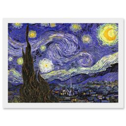 Artery8 Vincent Van Gogh Starry Night Strs Swirl 1888 A4 Artwork Framed Wall Art Print in White - thumbnail 1