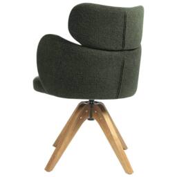Wyld and Coco Nordique Swivel Dining Chair - Dark Green Bouclé Curved Backrest - thumbnail 6