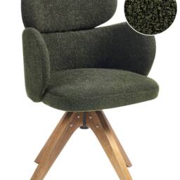 Wyld and Coco Nordique Swivel Dining Chair - Dark Green Bouclé Curved Backrest - thumbnail 2
