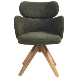 Wyld and Coco Nordique Swivel Dining Chair - Dark Green Bouclé Curved Backrest - thumbnail 5