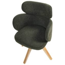 Wyld and Coco Nordique Swivel Dining Chair - Dark Green Bouclé Curved Backrest - thumbnail 7