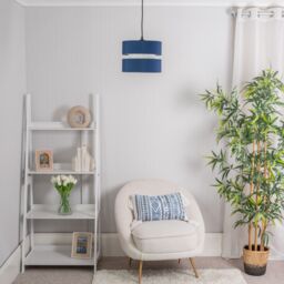 ValueLights Sophia Pair of Two Small 26cm Easy Fit Ceiling Lamp Shades with Bulbs in Navy - Size: 10 inches - thumbnail 5