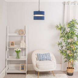ValueLights Sophia Pair of Two Small 26cm Easy Fit Ceiling Lamp Shades with Bulbs in Navy - Size: 10 inches
