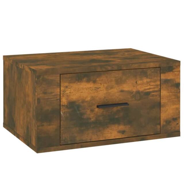 Berkfield Home Wall-mounted Bedside Cabinet Smoked Oak 50x36x25 cm in Brown - Size: 50 x 36 x 25 cm - image 1