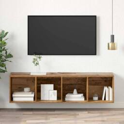 Berkfield Home TV Cabinet Old wood 37 x 37 x 142.5 cm Engineered wood in Brown - thumbnail 4